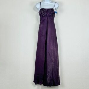 VTG Y2K Regency Whimsigoth Fairy Prom Dress Sz 6 Satin Beaded Butterfly Empire